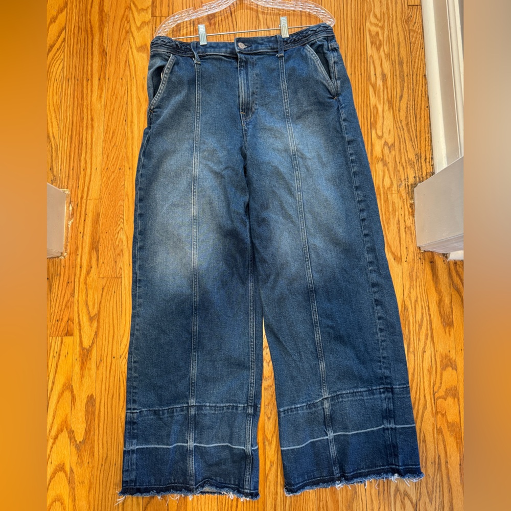 GAP Women's Wide-Leg Jeans - Dark Blue - Size 12 Short